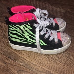 Kids Flip Kicks Skechers Shoes High Top Zebra Multi Colored size 1